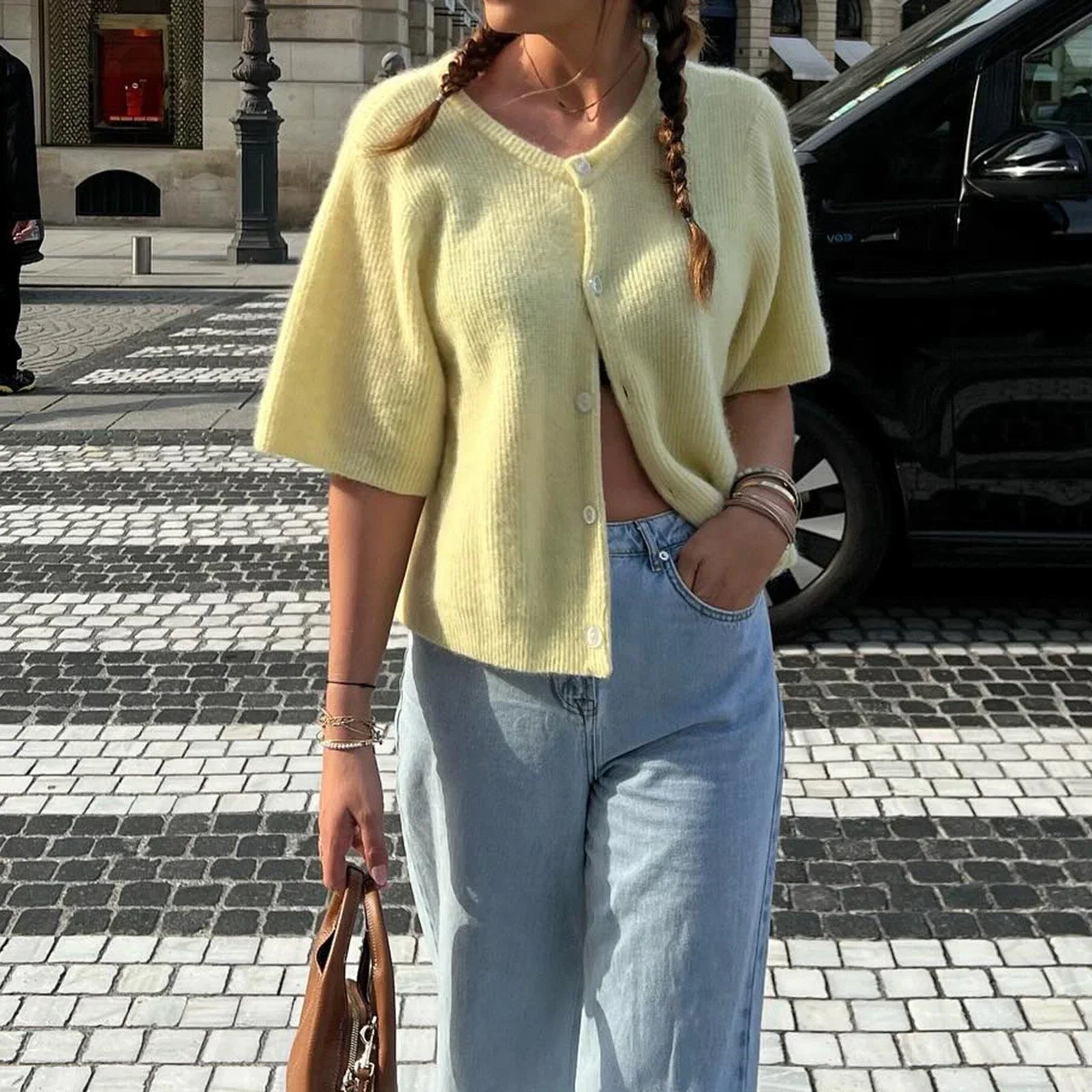 Kısa Kollu Düğmeli Hırka