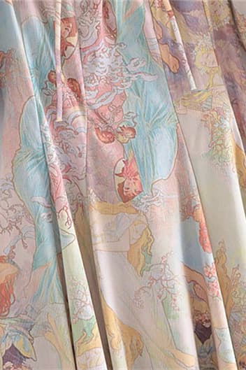 Joyce Baskılı Fener Kollu Midi Elbise