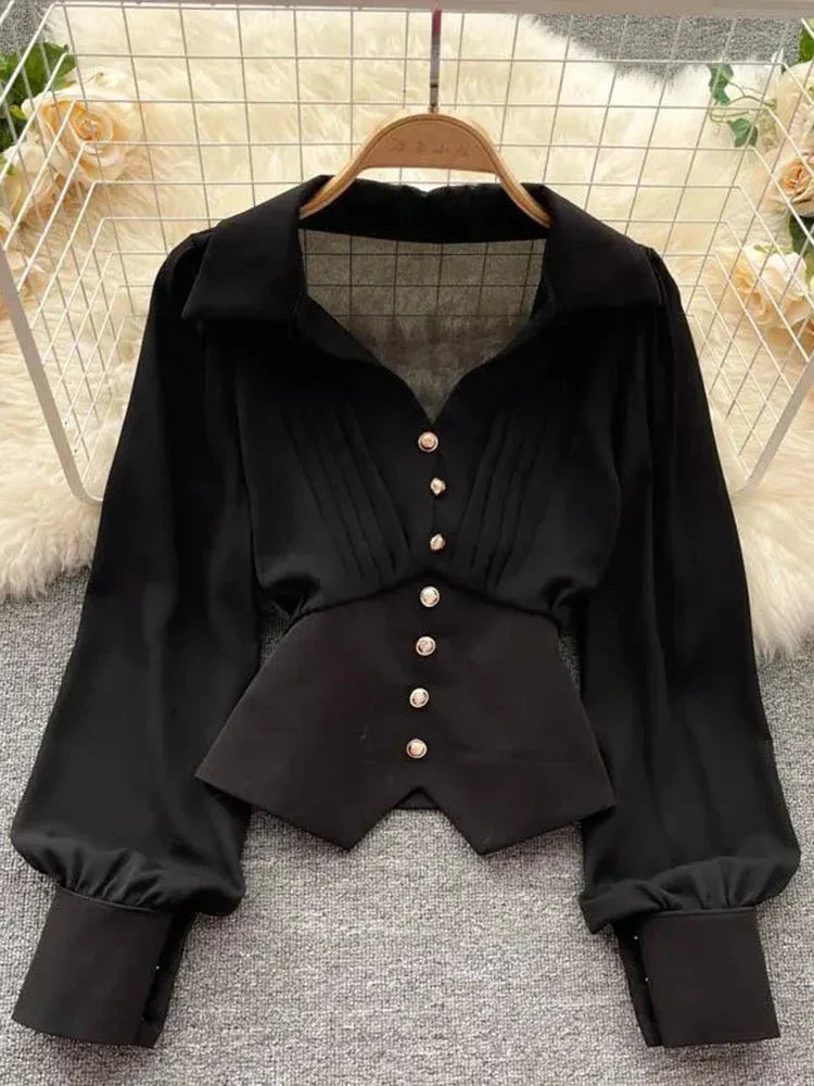 Fransız Model Uzun Kollu Gömlek Bluz