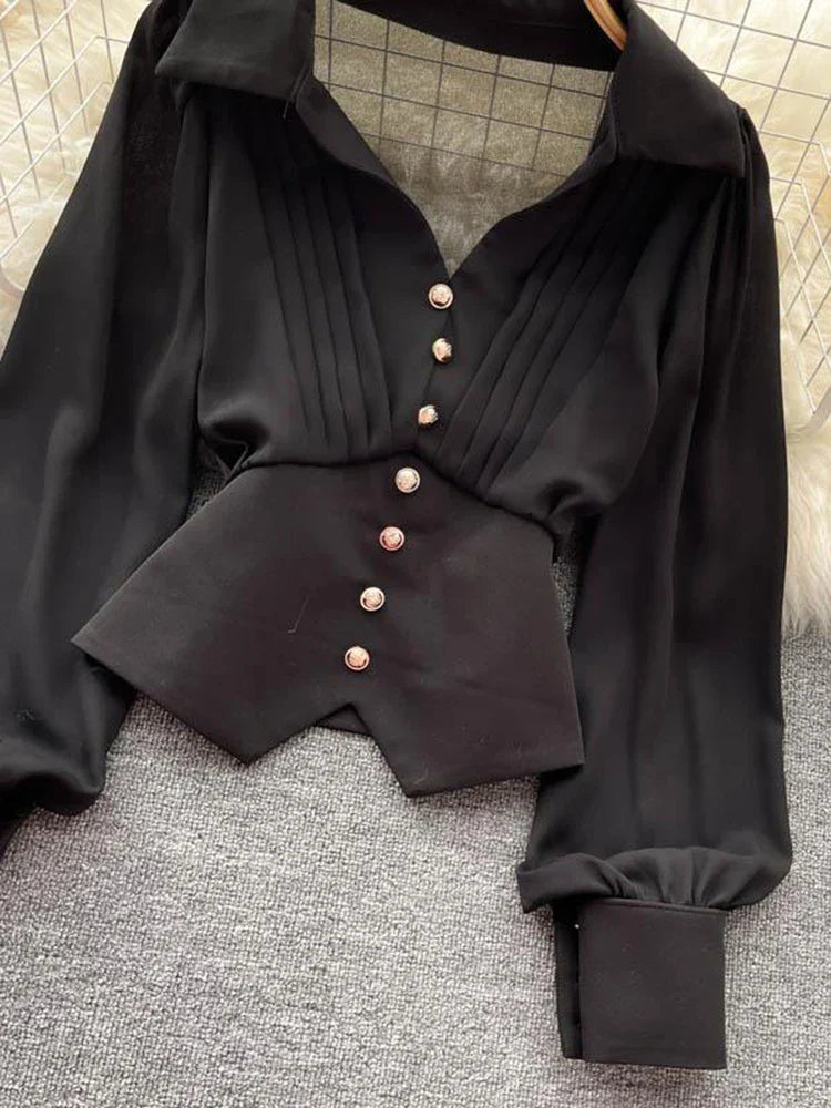 Fransız Model Uzun Kollu Gömlek Bluz
