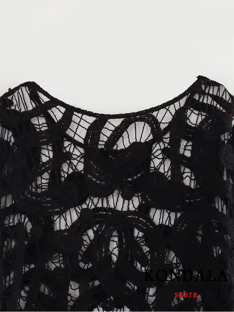 Dantel Örme Uzun Kollu Bluz