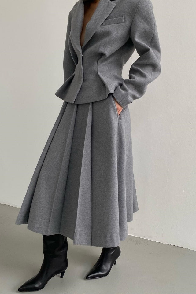 Georgia Yaka Blazer Midi Etek Takım