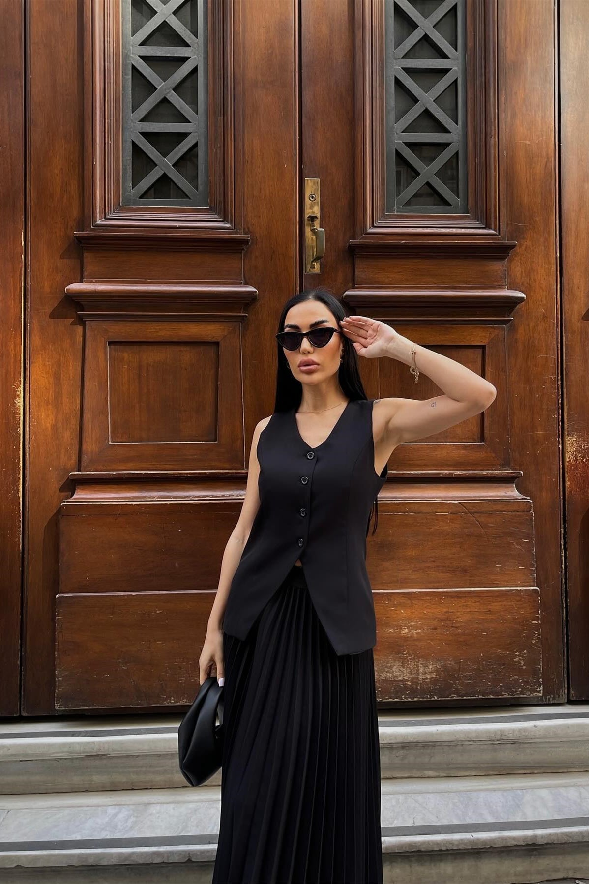 Salome Yelek Pileli Etek Takım