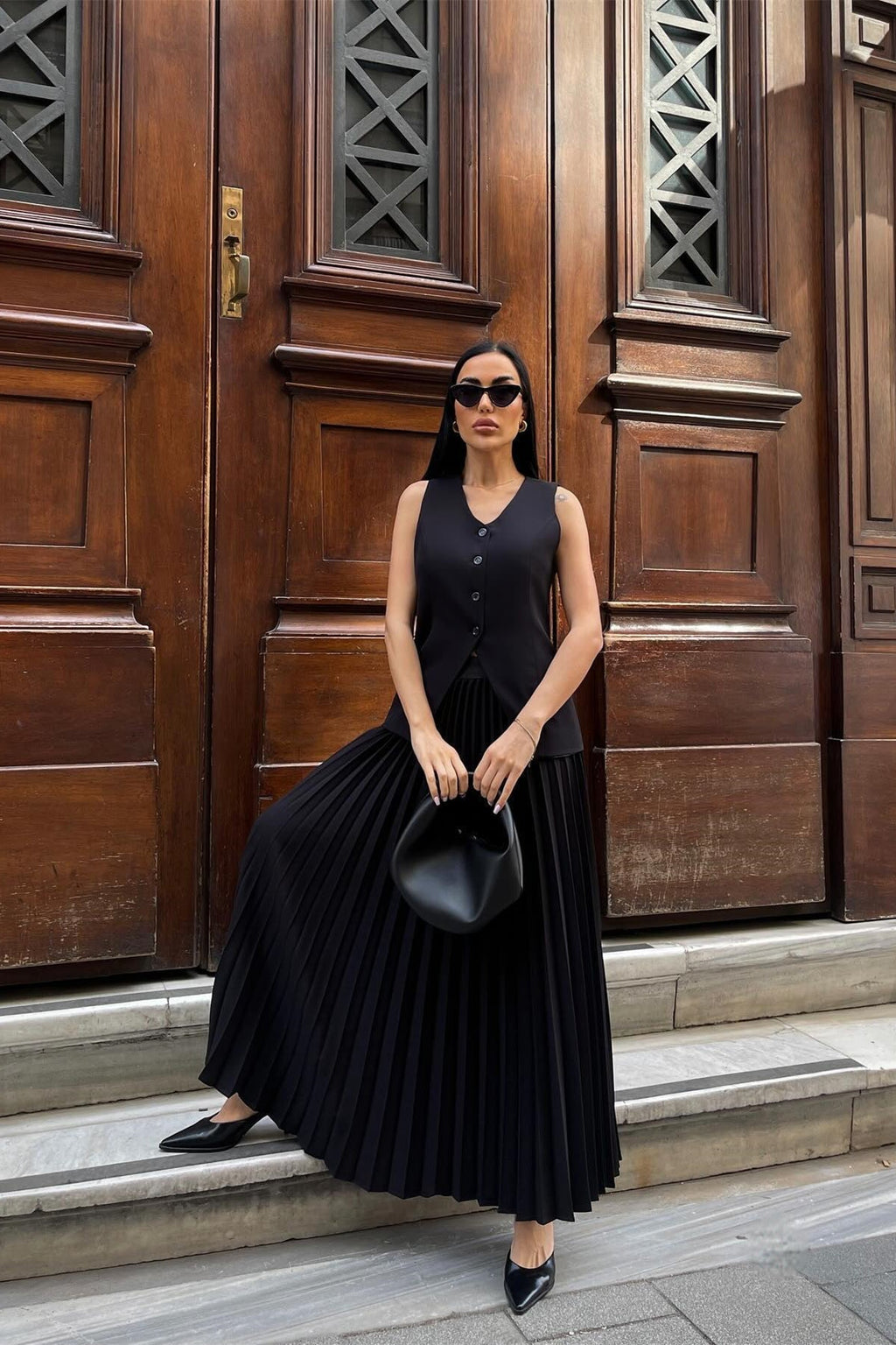 Salome Yelek Pileli Etek Takım