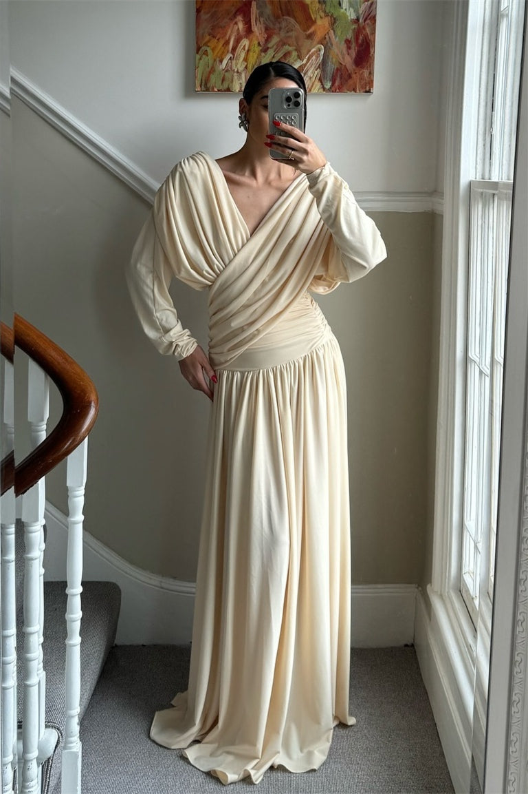 Venüs Haç Drapeli Sırtı Açık Uzun Elbise