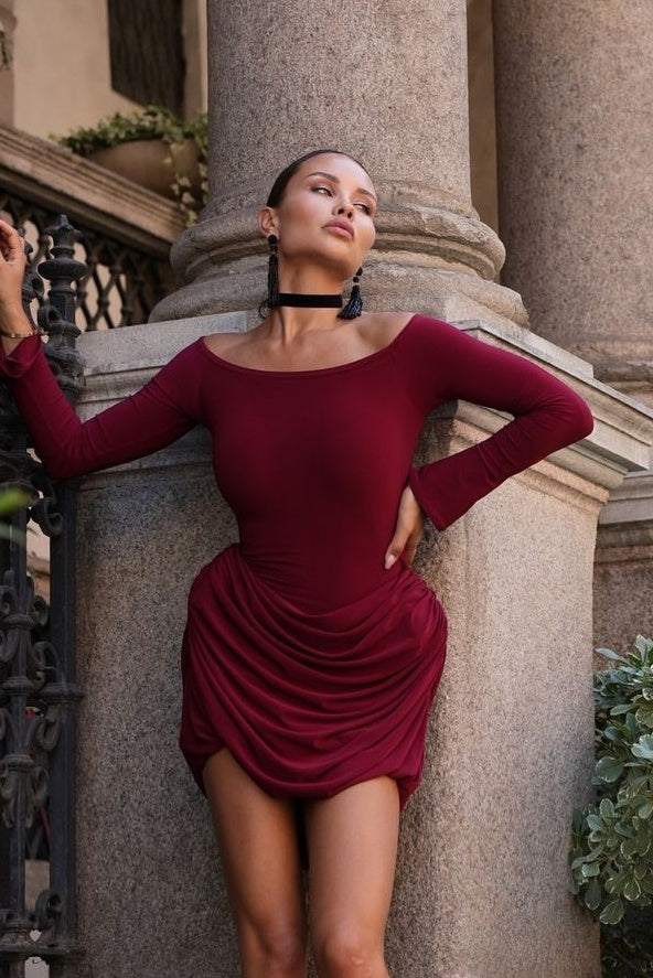 Joan Düşük Omuz Dantelli Mini Elbise