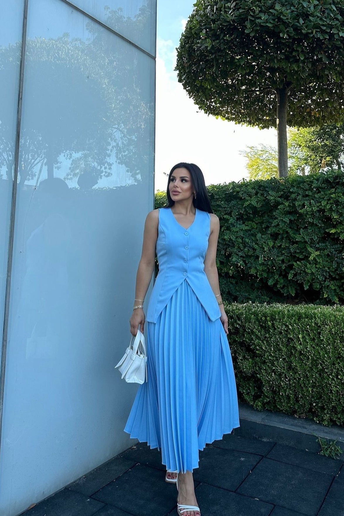 Salome Yelek Pileli Etek Takım