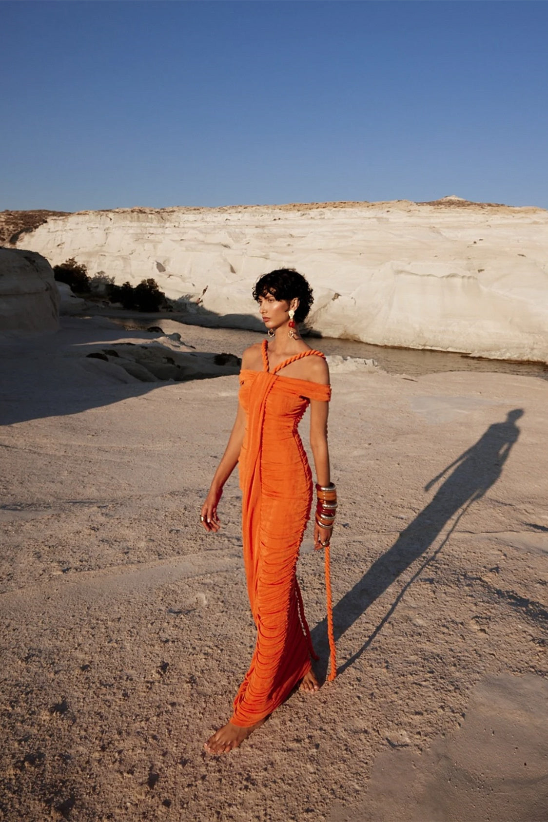 Frederica Halat Kravatlı Boyundan Bağlamalı Maxi Triko Elbise