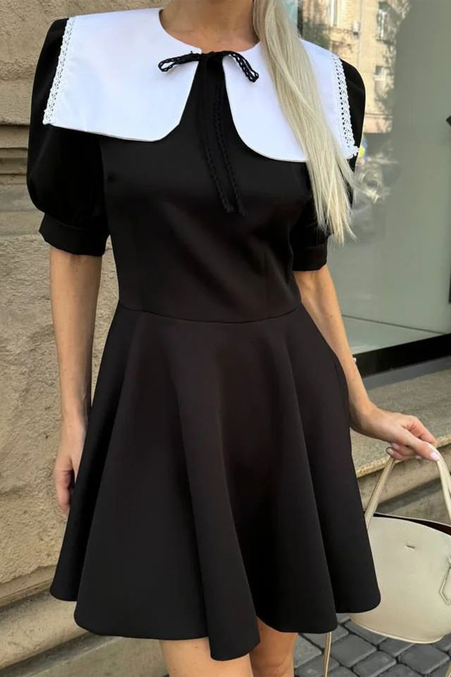 Chloe Doll Yaka Puf Kol Mini Elbise