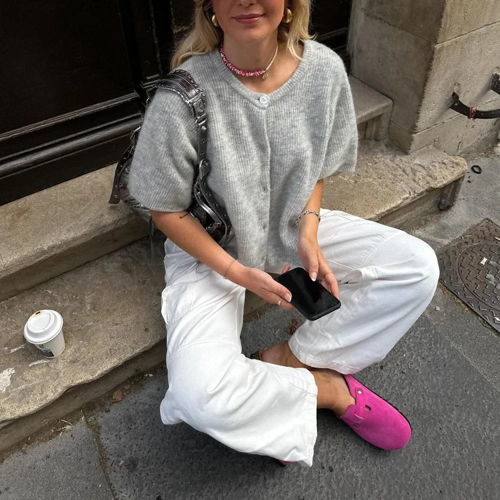 Kısa Kollu Düğmeli Hırka