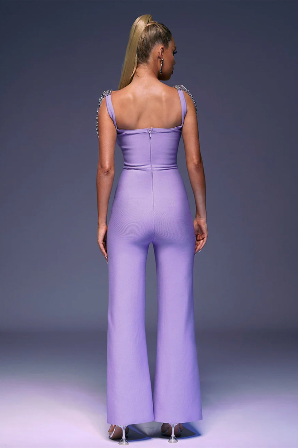 Jane Kare Yaka Kristal İşlemeli Tulum