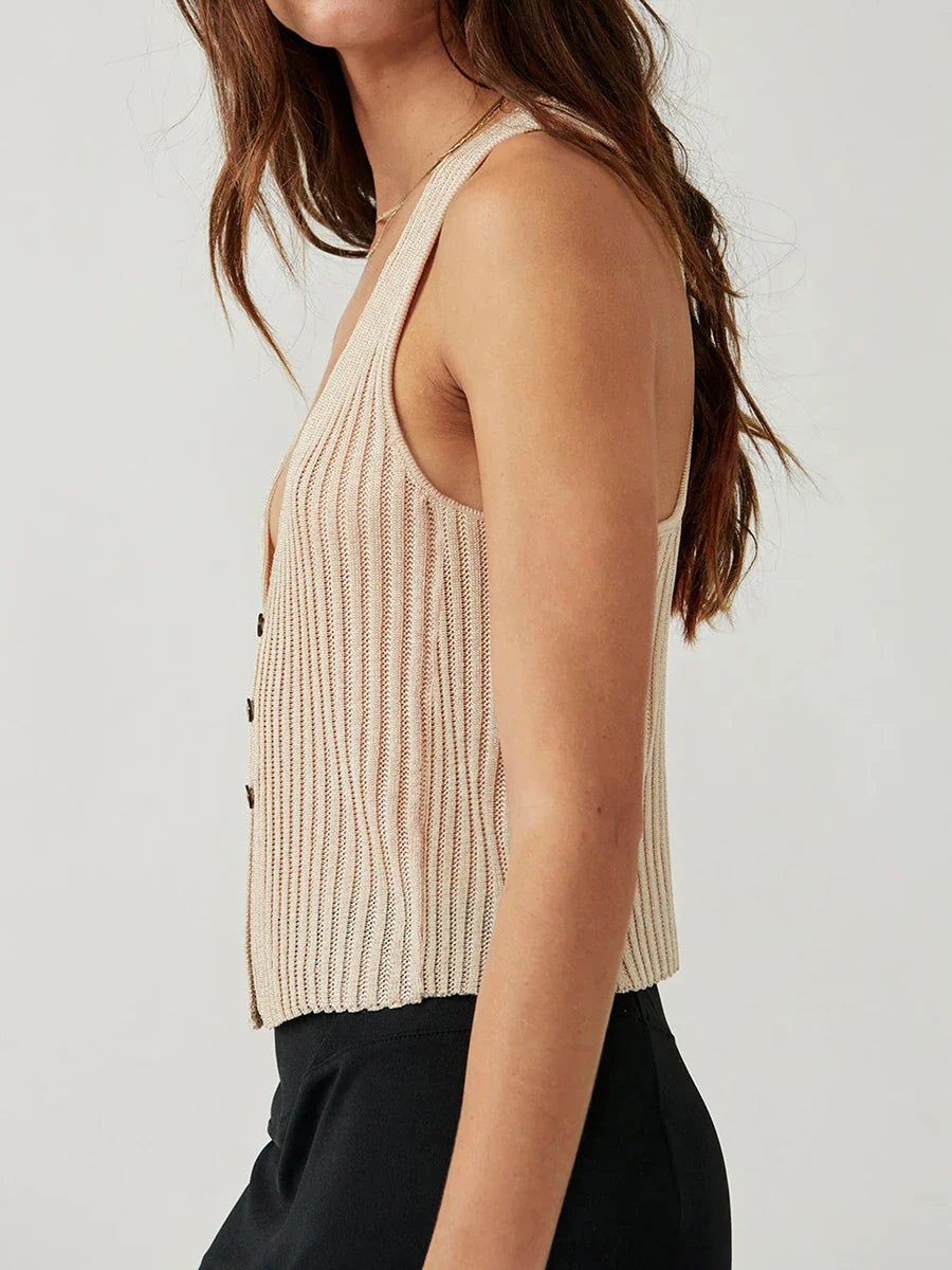 Örme Düğmeli Üst