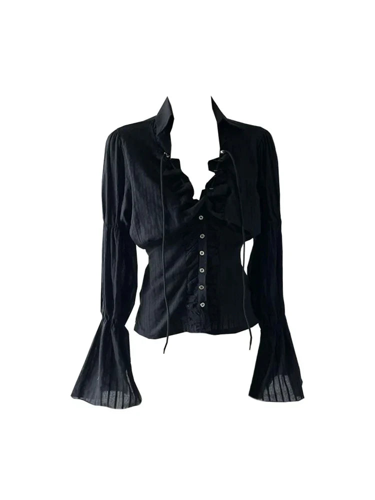 Fransız Model İspanyol Kollu Gömlek Bluz