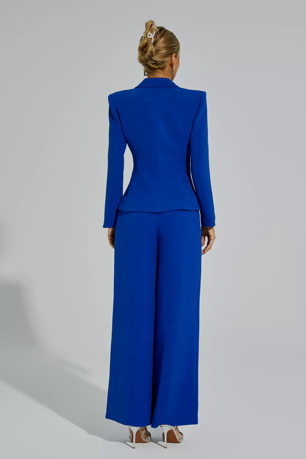 Viyola Mavi Kelebek Düğmeli Blazer Takım