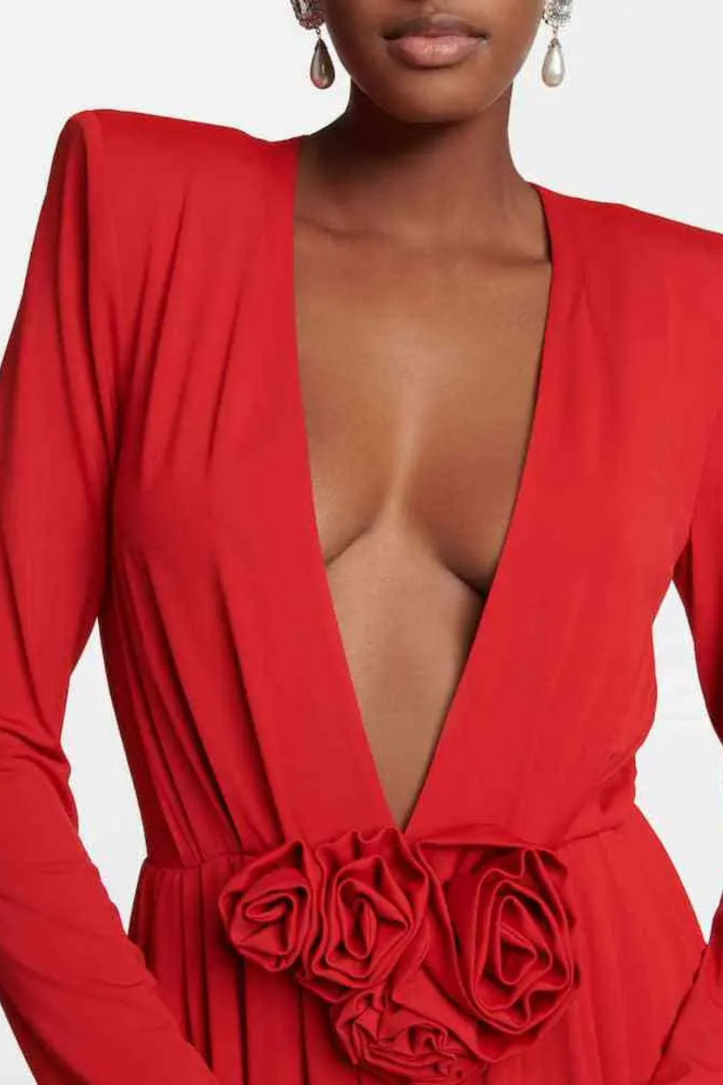 Georgia V Yaka Rozet Uzun Kollu Mini Elbise