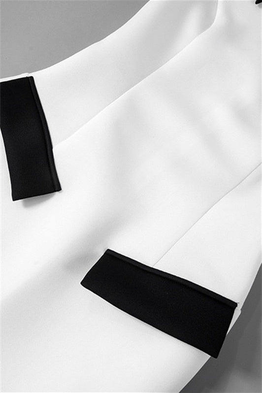 Adela Kap Kol Kontrast Polyester Mini Elbise