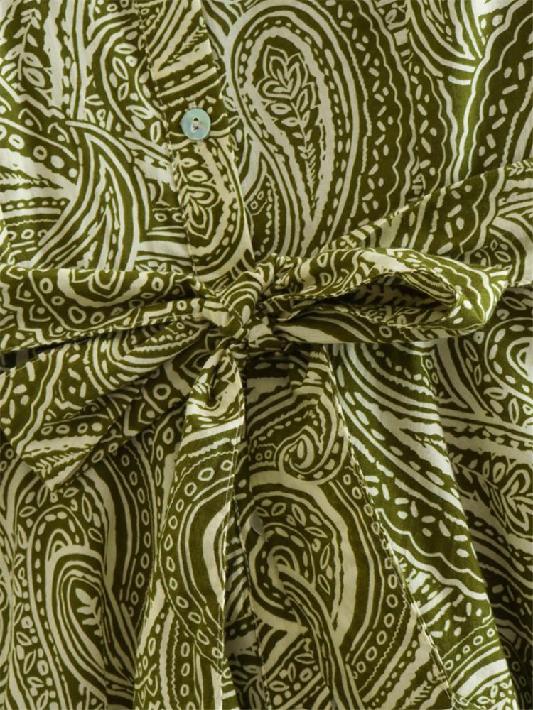 Agnes Paisley Desenli Kuşaklı Mini Gömlek Elbise