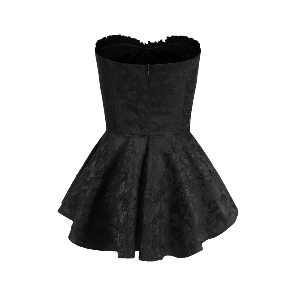 Airina dantel işlemeli flared mini elbise