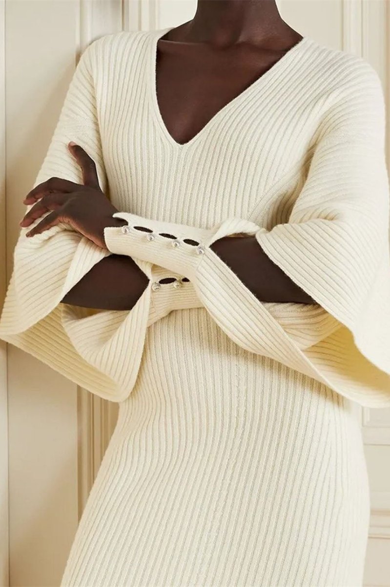 Alberta Cut-Out Batwing Kol Midi Triko Elbise