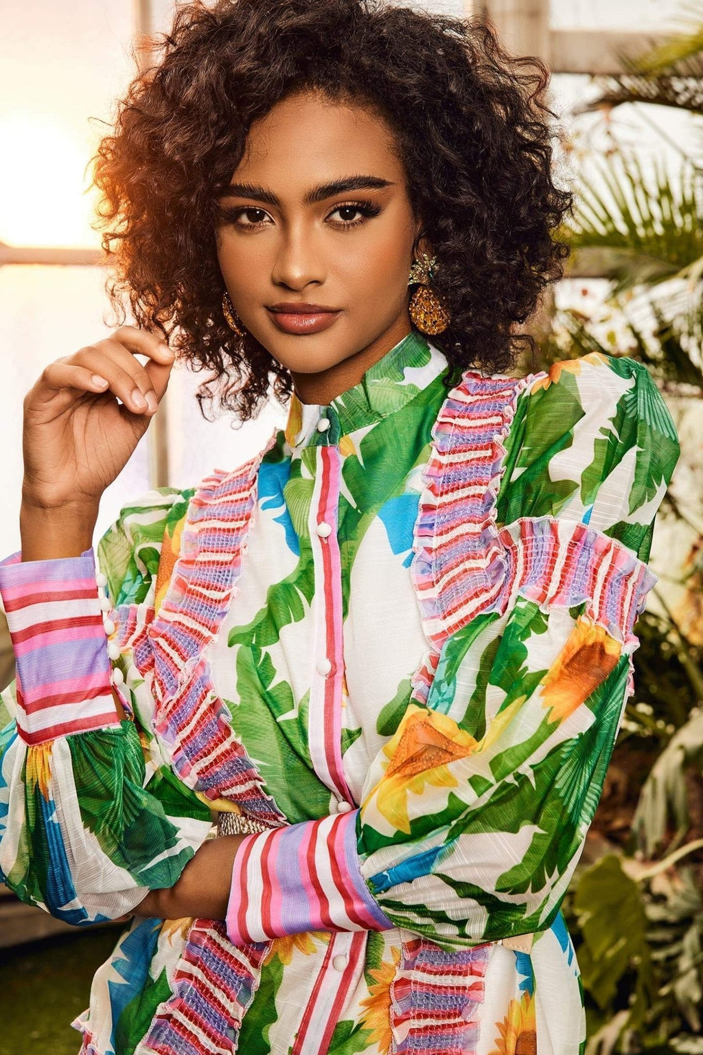 Alina Çiçekli Fener Kol Maxi Elbise