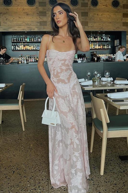 Alison Jakarlı A Kesim Maxi Slip Elbise