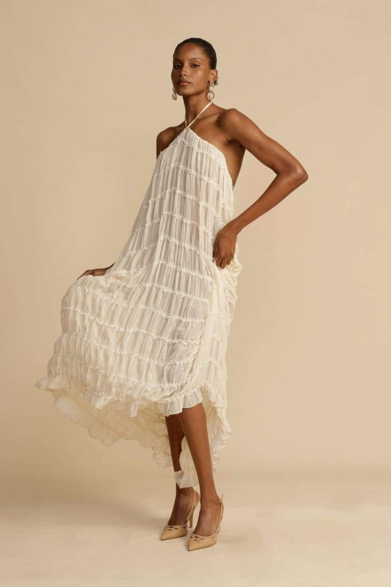 Alva Boyundan Bağlamalı Katlı Etek