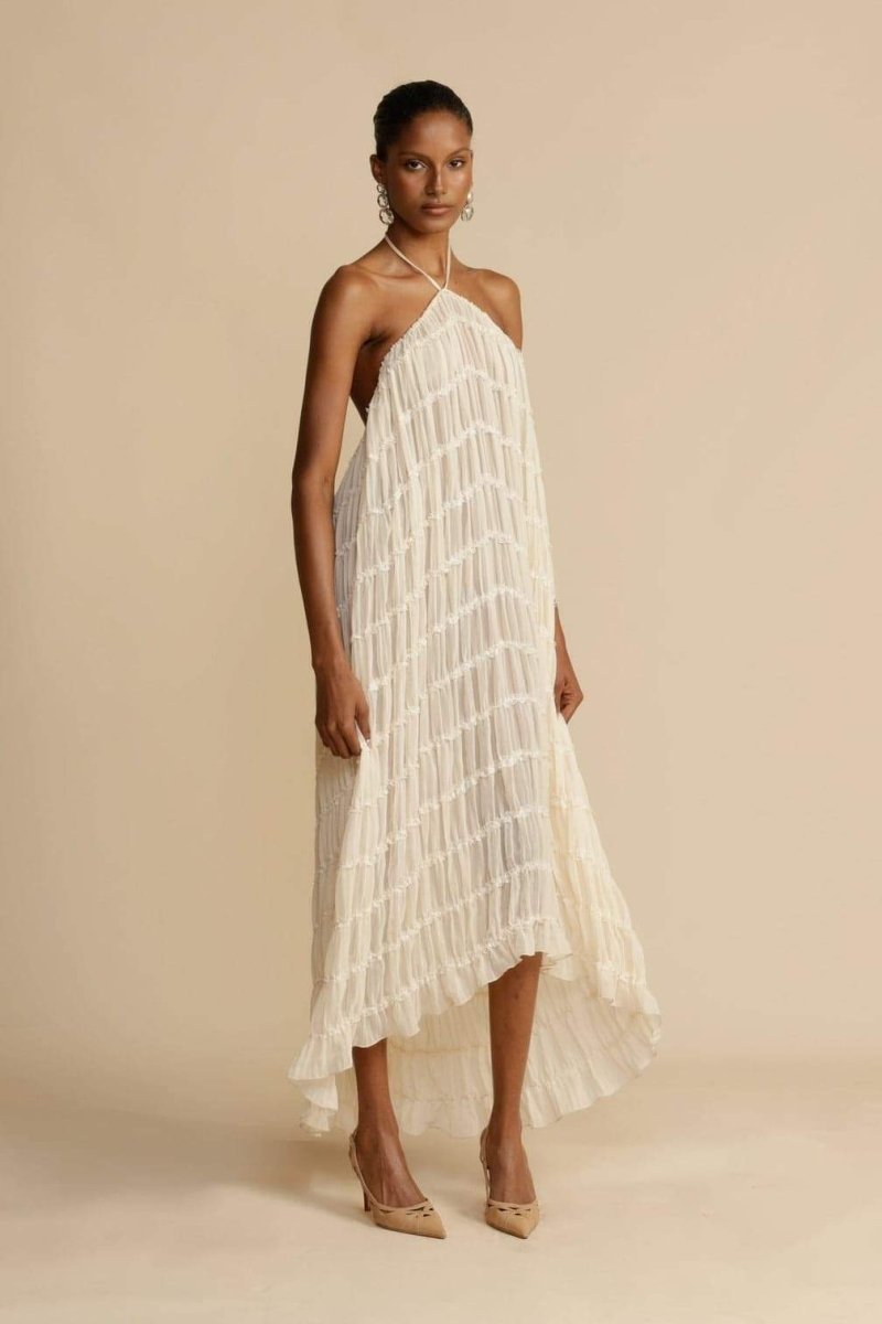 Alva Boyundan Bağlamalı Katlı Etek