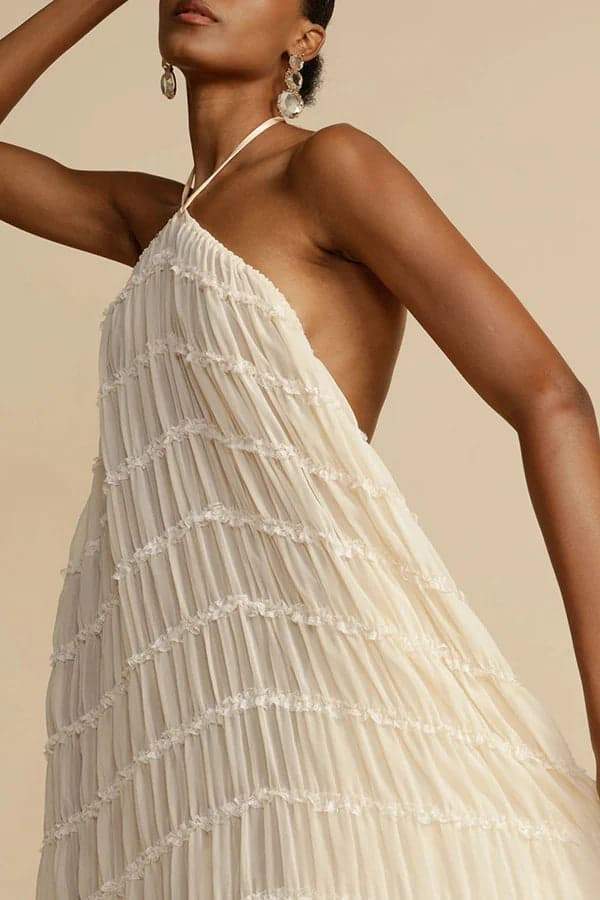 Alva Boyundan Bağlamalı Katlı Etek