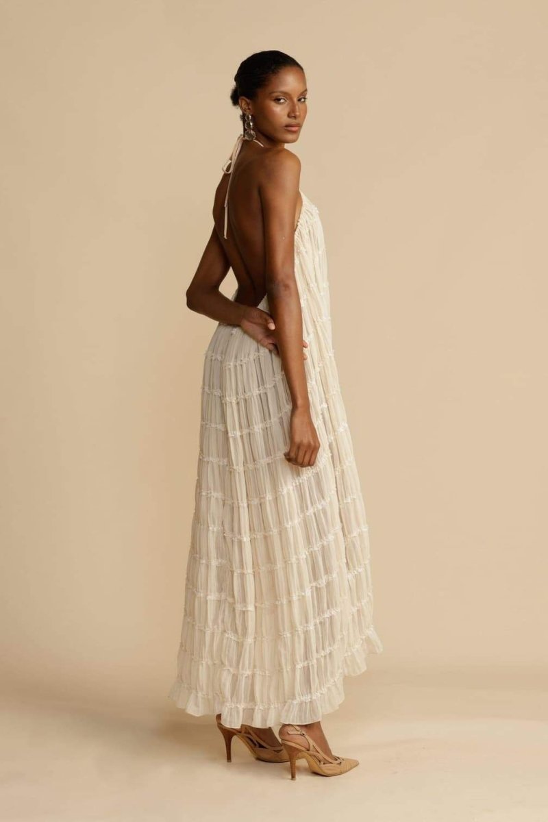 Alva Boyundan Bağlamalı Katlı Etek