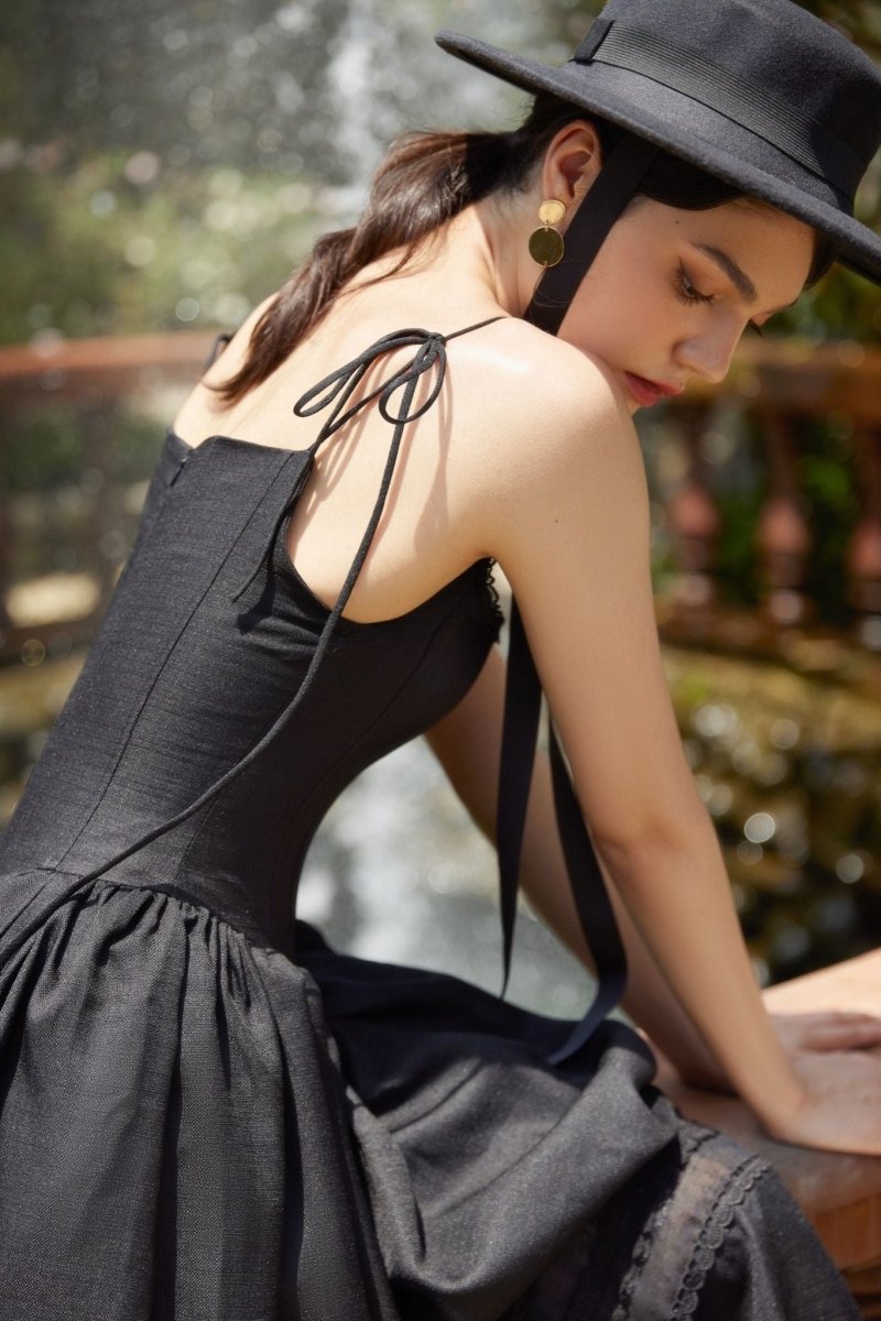 Alva Dantel Detaylı A Kesim Midi Slip Elbise