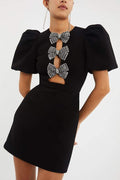 Puf Kol Cut-Out Mini Elbise