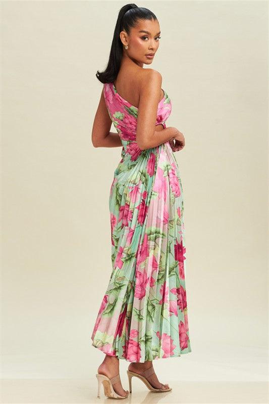 Amanda Pileli Kesik Midi Elbise