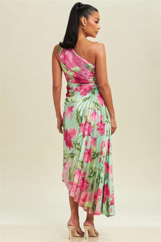 Amanda Pileli Kesik Midi Elbise