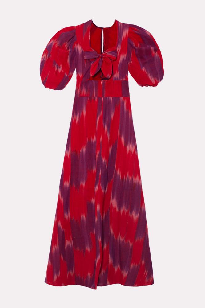 Amelia Batik Balon Kol Midi Elbise