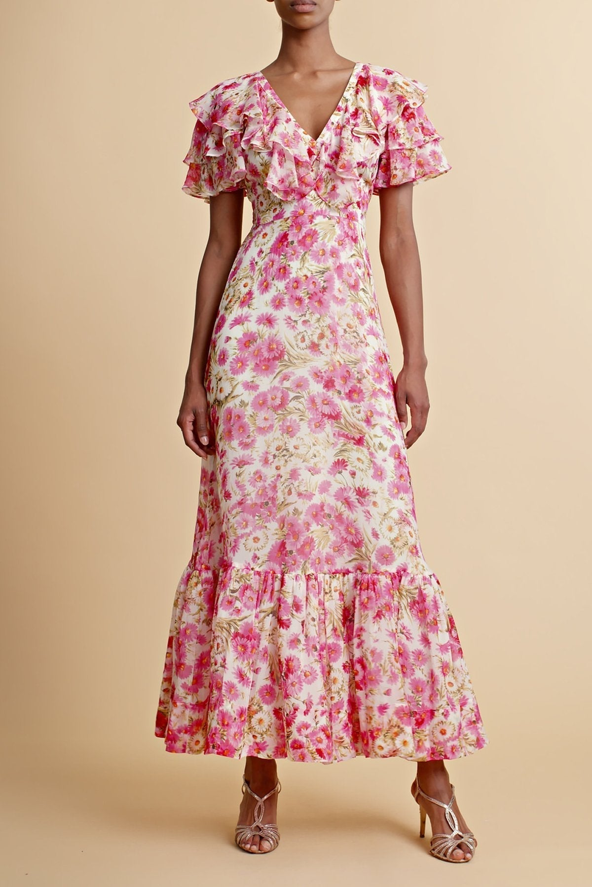 Anila Fırfırlı Papyonlu Flare Midi Elbise