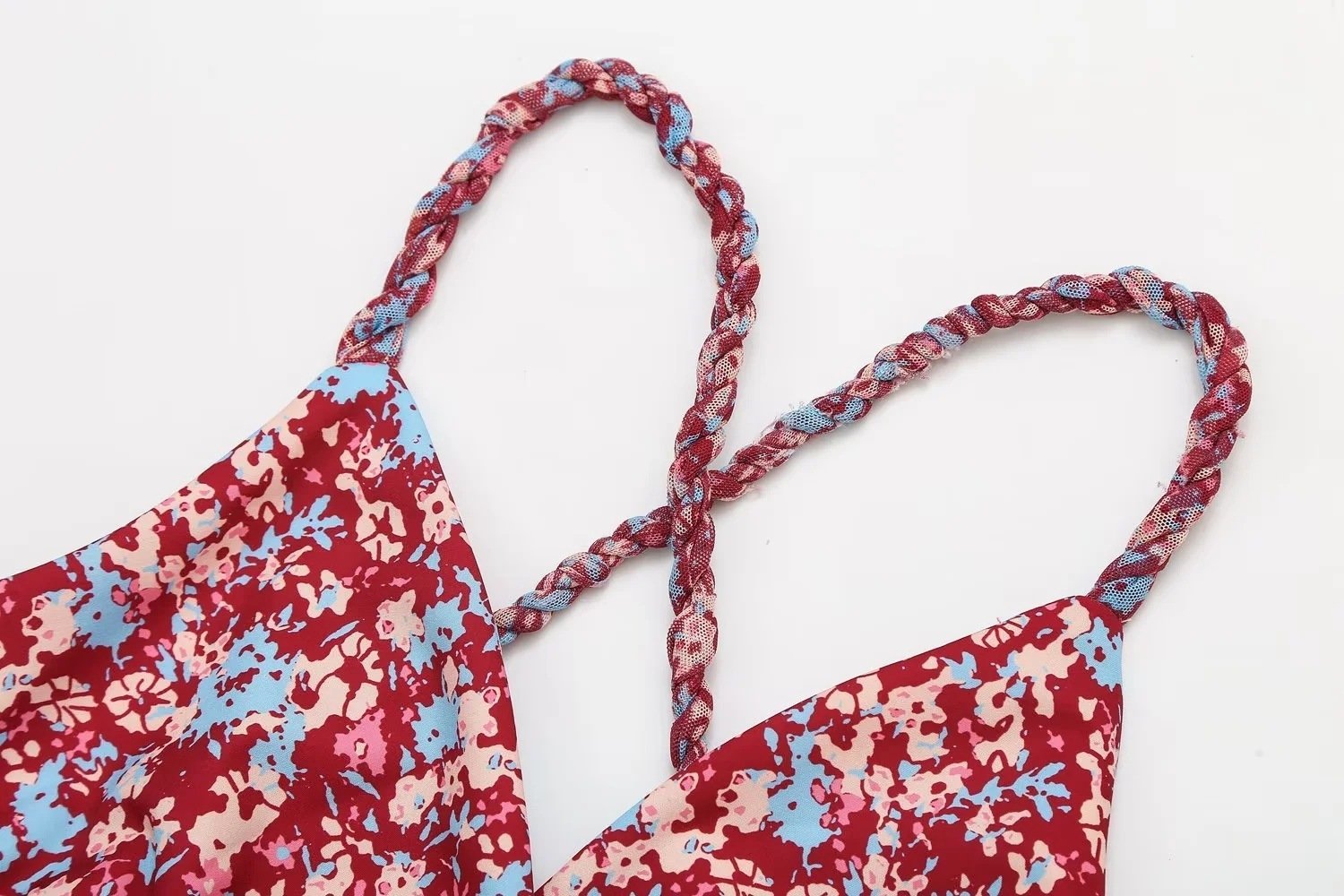 Ann Baskılı Çapraz Askılı Maxi Elbise