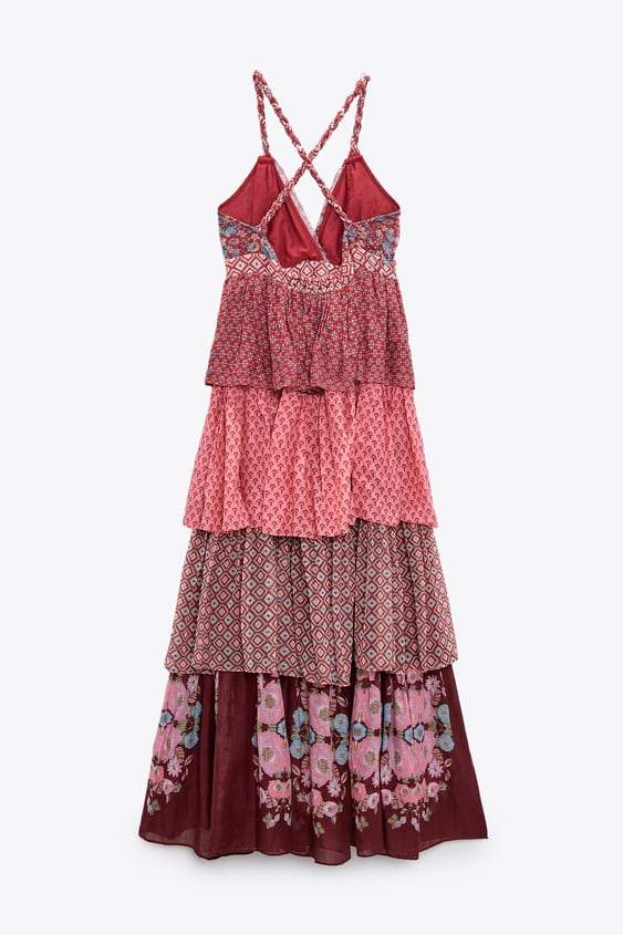 Ann Baskılı Çapraz Askılı Maxi Elbise