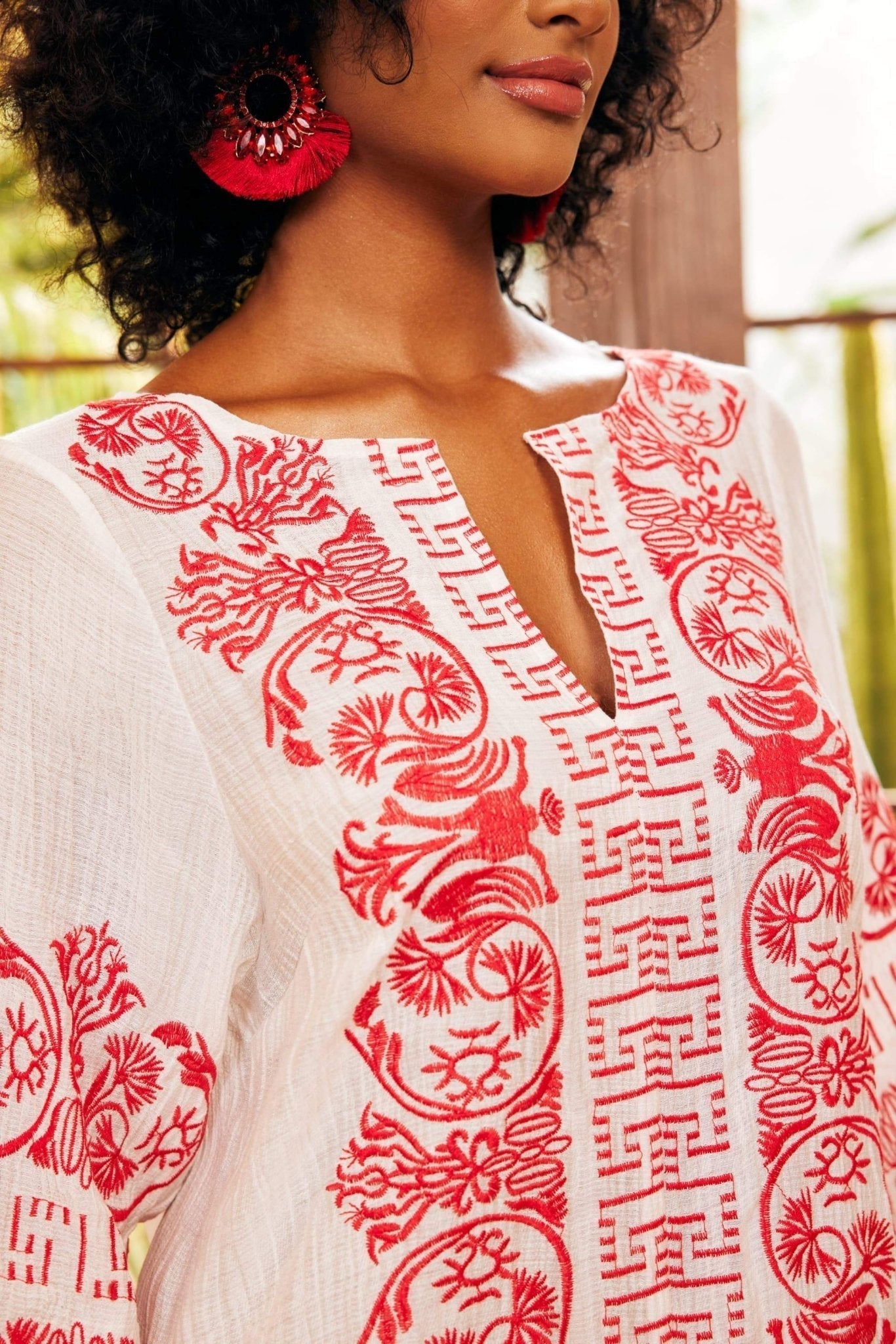 Antonia İşlemeli Slip Midi Elbise