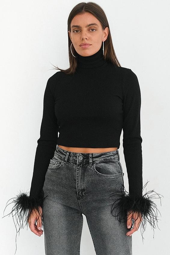 Apphia Tüylü Balıkçı Yaka Kazak