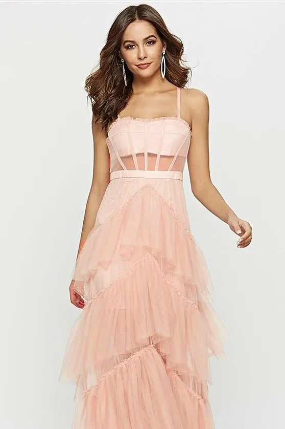 Arlene Korse Dökümlü File Slip Maxi Elbise