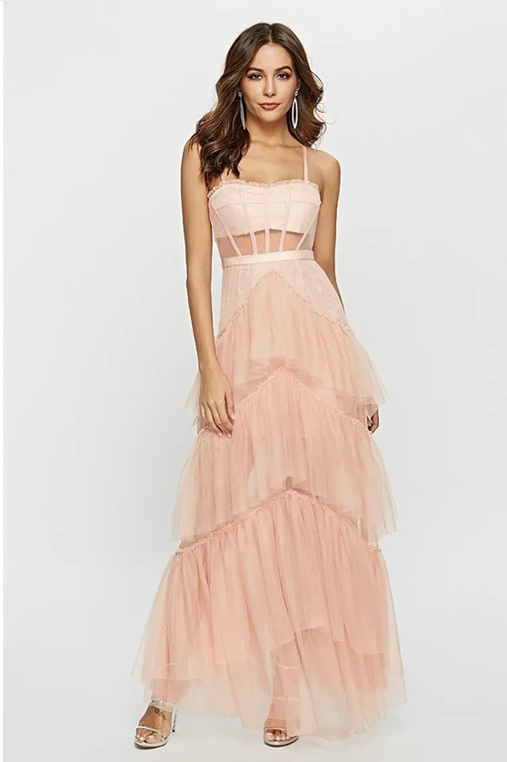 Arlene Korse Dökümlü File Slip Maxi Elbise