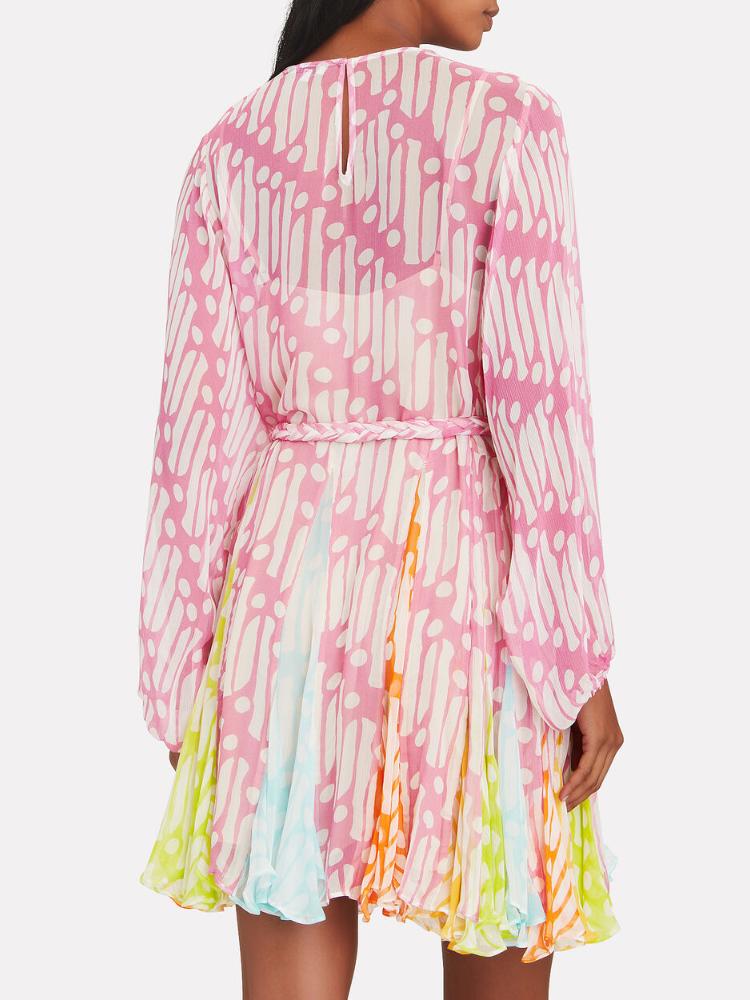 Astrid Baskılı Yuvarlak Yaka Kuşaklı Tunik Mini Elbise