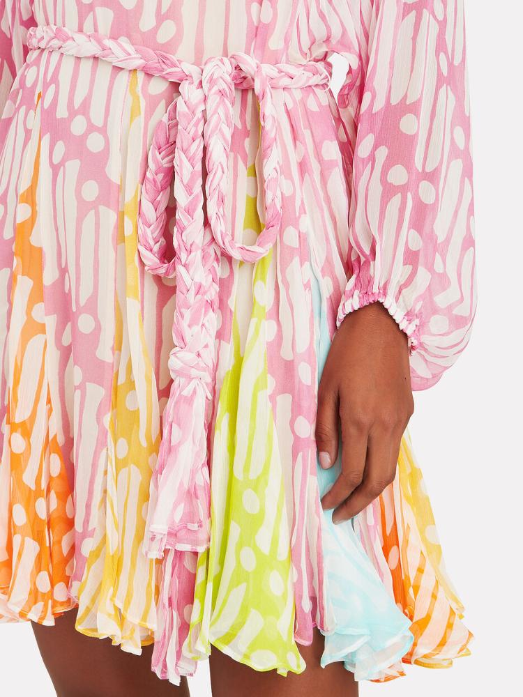 Astrid Baskılı Yuvarlak Yaka Kuşaklı Tunik Mini Elbise