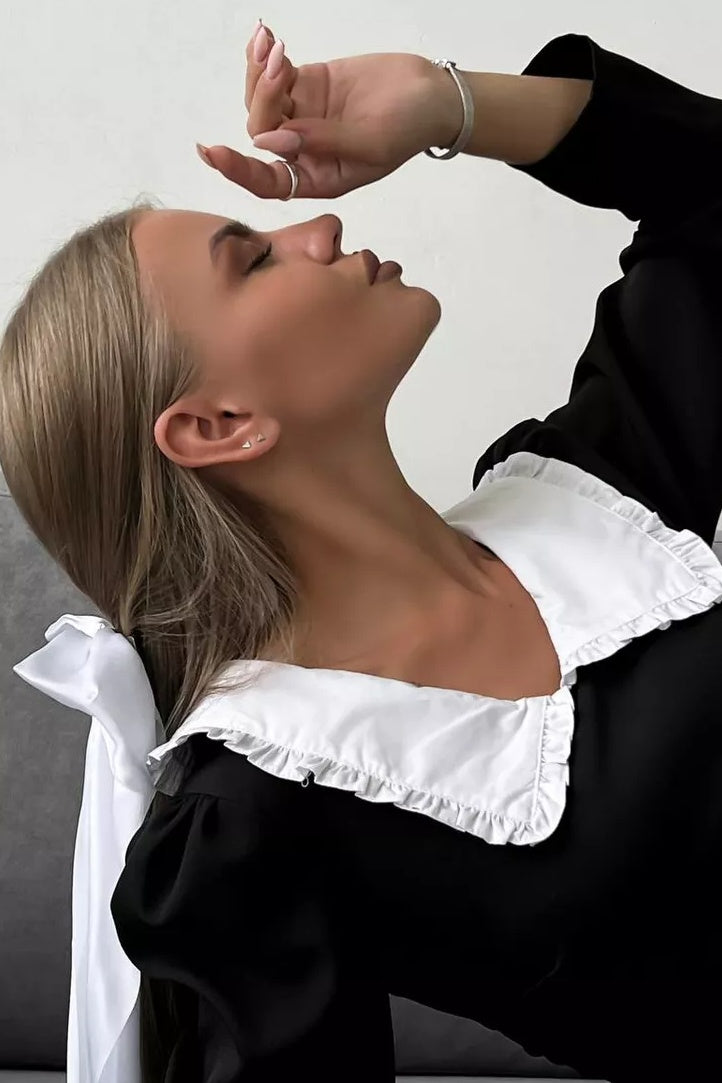 Peter Pan Yaka Uzun Kol Mini Elbise Takım