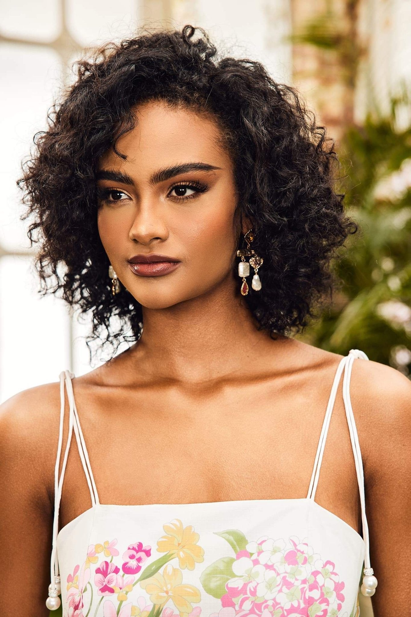 Barok Renkli Taşlı İnci Küpe