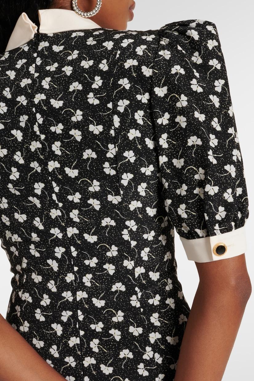 Rita Çiçek Fiyonklu Puf Kol V Yaka Midi Elbise