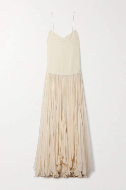 Belle Şifon Pileli Maxi Slip Elbise