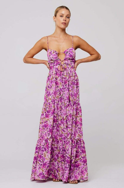 Beverly Baskılı Cut-Out Maxi Slip Elbise