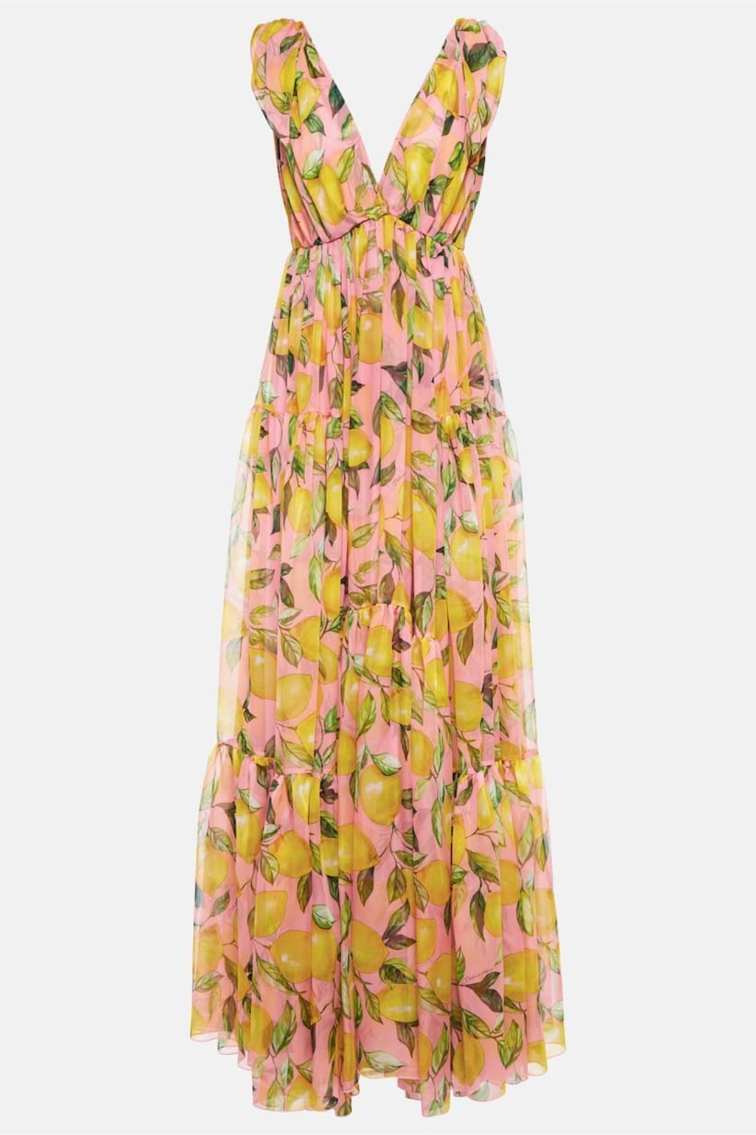 Blanche Baskılı V Yaka Düğümlü Maxi Elbise