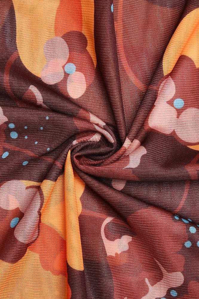 Breeda Baskılı Transparan Maxi File Elbise